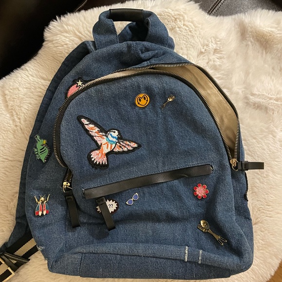 Zara Denim Backpack with Patches - Picture 1 of 3